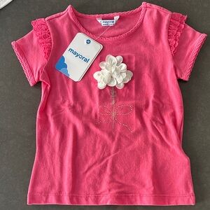 Mayoral Pink T-Shirt with White Floral Accent